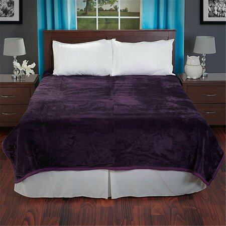 DAPHNES DINNETTE 8 lbs Solid Soft Heavy Thick Plush Mink Blanket , Purple DA3251468